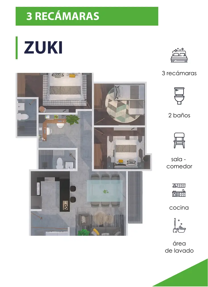 3 Recamaras ZUKI