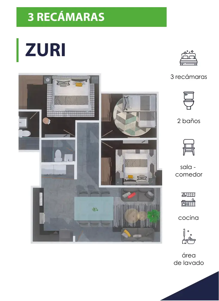 3 Recamaras ZURI